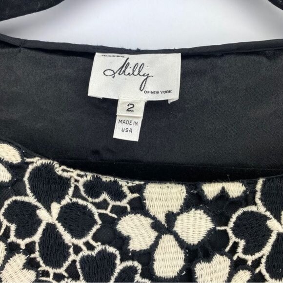 Milly of New York Cream & Black Floral Eyelet Dress size 2 - Picture 2 of 6